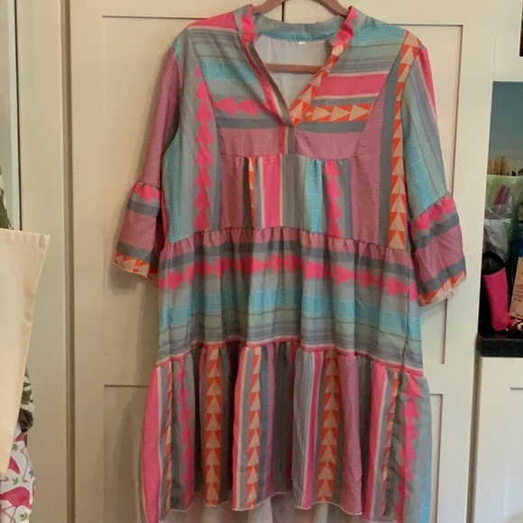 Colorful Geometric Pattern Dress - Picture 7 of 7